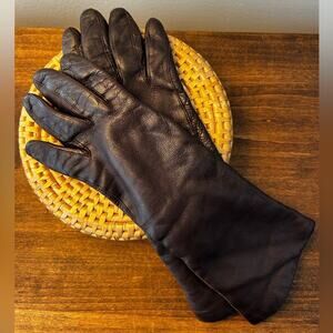 Vintage Lined Brown Leather Women’s Gloves